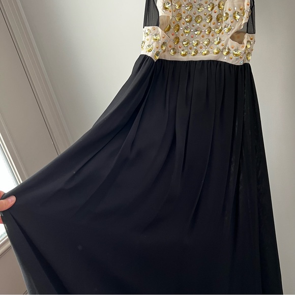 DVF Gidget Crystal Stud Long Dress - BLACK & CREAM - Picture 15 of 16